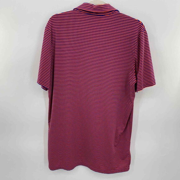 RLX Ralph Lauren Golf Polo Shirt Mens Medium Orange‎ Blue Red Stripe Polyester - Picture 5 of 7